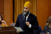 Canada's New Democratic Party leader Jagmeet Singh speaks during Question Period in the House of Commons on Parliament Hill in Ottawa