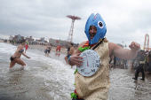 Polar Bear swim marking New Year's Day, at Coney Island in New York City