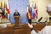 Spanish Foreign Minister Jose Manuel Albares Bueno holds press conference at UN