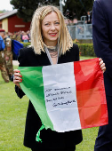 Italy's PM Giorgia Meloni attends a ceremony to mark the 163rd anniversary of the Italian Army