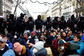 FILE PHOTO: Protest before Vivendi AGM outside the Folies Bergeres in Paris