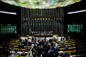 A general view of the plenary chamber of deputies during a session at the National Congress in Brasilia