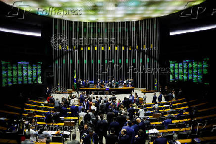 A general view of the plenary chamber of deputies during a session at the National Congress in Brasilia