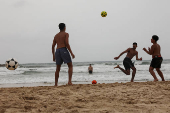 People enjoy the beach, in Tel Aviv