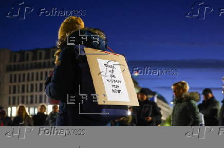 Vigil in Berlin to mark the anniversary of Hamas-led 07 October attack on Israel