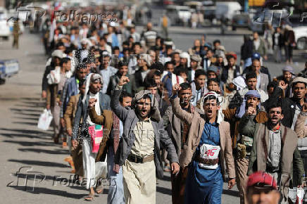 Houthi mobilization trainees parade in Sanaa