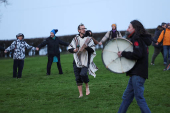 Winter solstice at 5000-year-old stone age tomb of Newgrange in Ireland