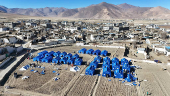 Drone view of makeshift tents following the earthquake in Tibet