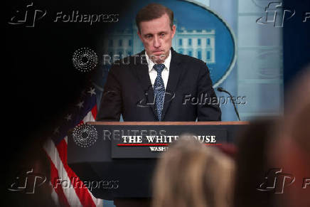 National Security Advisor Jake Sullivan speaks at a press briefing at the White House in Washington