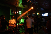 People visit a local pub in Lagos