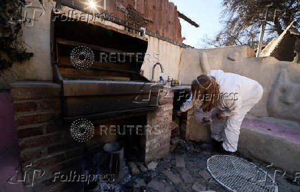 Outdoor kitchen made of cob survives Eaton Fire