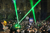 Georgian opposition supporters protest against government's EU application delay, in Tbilisi