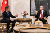 FILE PHOTO: U.S. Secretary of State Antony Blinken and Turkey's President Tayyip Erdogan meet at Ankara Esenboga Airport