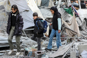 Aftermath of Israeli strike on a house in Nuseirat in the central Gaza Strip