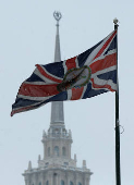 FILE PHOTO: British flag flies next to the British embassy in Moscow
