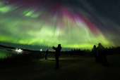 Colourful and strong northern lights light up Lapland sky