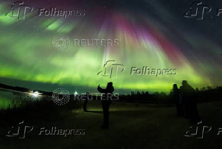 Colourful and strong northern lights light up Lapland sky