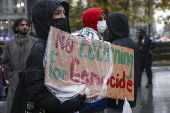 Students protest in support of the Palestinian people, in New York