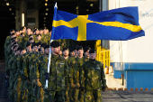 Swedish troops of NATO Multinational Brigade Latvia arrive in Riga port