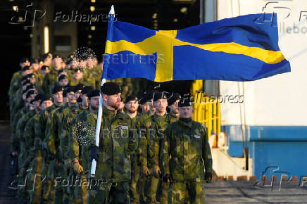 Swedish troops of NATO Multinational Brigade Latvia arrive in Riga port