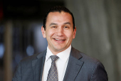 Manitoba Premier Wab Kinew speaks to journalists before a meeting with federal, provincial and territorial leaders at the Canadian War Museum in Ottawa