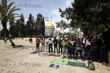 Muslims attend Friday prayer of Ramadan at Al-Aqsa Mosque in Jerusalem