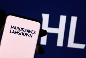 FILE PHOTO: Illustration shows a smartphone with displayed Hargreaves Lansdown logo