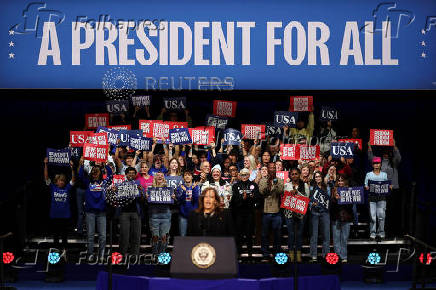 Democratic presidential nominee U.S. Vice President Kamala Harris campaigns in Allentown, Pennsylvania