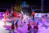 Skaters perform during the opening of Christmas market in Zagreb