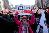 Protesters attend a rally supporting South Korean President Yoon Suk Yeol, in Seoul