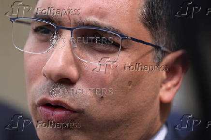 Venezuela's Oil Minister Pedro Tellechea talks to the press in Caracas