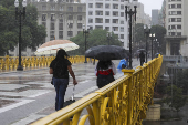 Forte chuva no Viaduto Santa Ifignia em SP