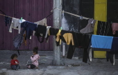 Destruction in Al Bureij refugee camp, Gaza Strip