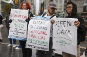 Students protest in support of the Palestinian people, in New York