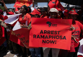 Members of the Economic Freedom Fighters (EFF) protest in Johannesburg