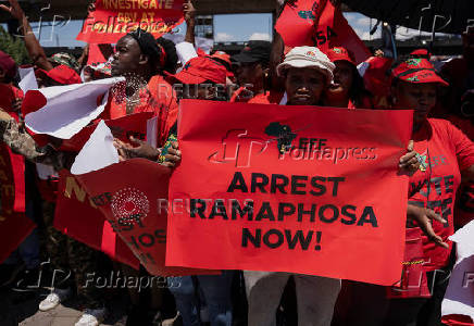 Members of the Economic Freedom Fighters (EFF) protest in Johannesburg