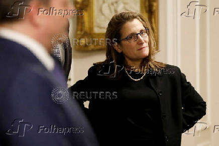 FILE PHOTO: Canada's Deputy Prime Minister Chrystia Freeland looks on at an event in Ottawa