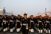 Indian soldiers march during a rehearsal for the upcoming Republic Day parade in New Delhi