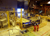 FILE PHOTO: Production line under construction at a casting house in the Norsk Hydro aluminium plant in Karmoey