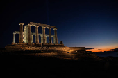 Greece showcases ancient temple of Poseidon in Cape Sounion with new lighting