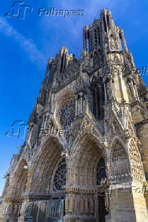 Fachada da Catedral de Notre-Dame de Reims, na Frana