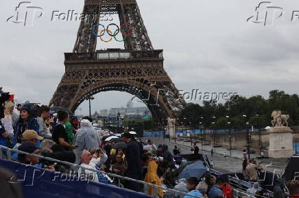 Preparativos para a cerimnia de abertura dos Jogos  de Paris