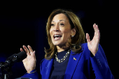 Democratic presidential nominee U.S. Vice President Kamala Harris attends a campaign rally in Reno