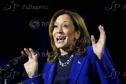 Democratic presidential nominee U.S. Vice President Kamala Harris attends a campaign rally in Reno