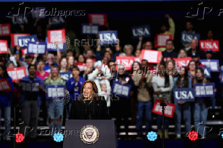 Democratic presidential nominee U.S. Vice President Kamala Harris campaigns in Allentown, Pennsylvania