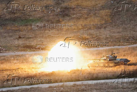 Slovenian military conducts a live fire drill, in Postojna