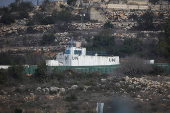 A UN outpost stands, as seen from Israel's side of the border with Lebanon