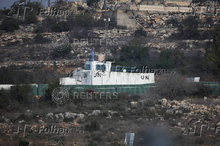 A UN outpost stands, as seen from Israel's side of the border with Lebanon