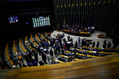 A general view of the plenary chamber of deputies during a session at the National Congress in Brasilia