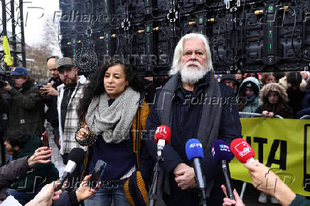 Anti-whaling environmental activist Paul Watson attends a press conference in Paris